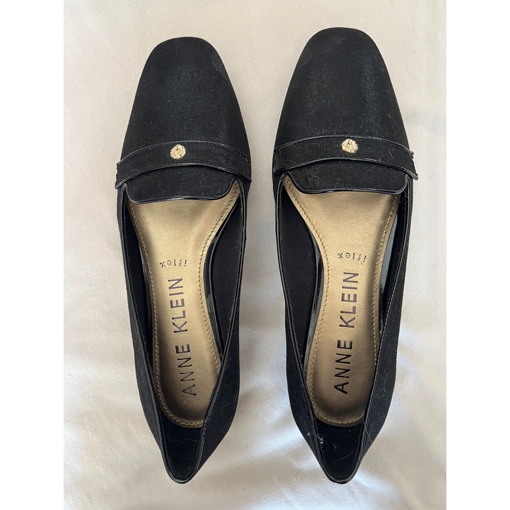 Ann Klein iflex Black Shimmer Flat Loafer Style Shoes  Akidara - 9M